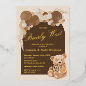Boho Pampas Grass Teddy Bear Baby shower Folie Uitnodiging (Voorkant)