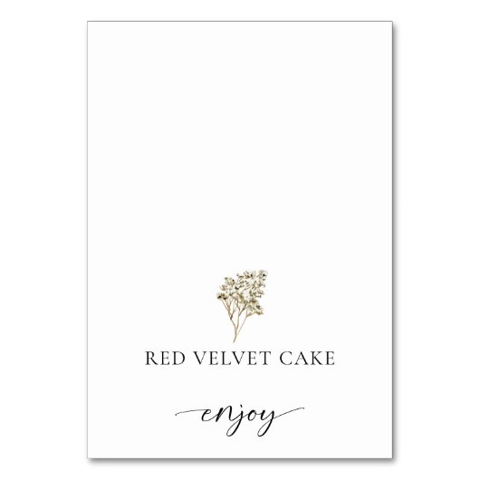 Boho Pampas Grass Tented Food Label Wedding Buffet Kaart (Voorkant)