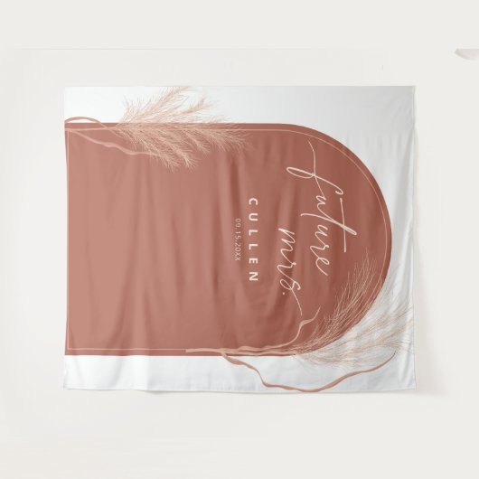 Boho Pampas Grass Terracotta Arch Vrijgezellenfees Wandkleed (Voorkant (horizontaal))