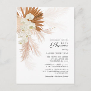 Boho Pampas Grass Terracotta Floral Baby shower Uitnodiging Briefkaart