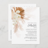 Boho Pampas Grass Terracotta Floral Baby shower Uitnodiging Briefkaart (Voorkant / Achterkant)