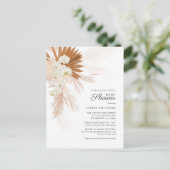 Boho Pampas Grass Terracotta Floral Baby shower Uitnodiging Briefkaart (Staand voorkant)
