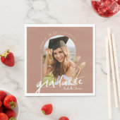 Boho Pampas Grass Terracotta Foto Afstuderen Servet (Insitu)