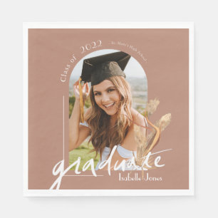 Boho Pampas Grass Terracotta Foto Afstuderen Servet