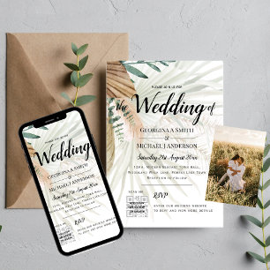 Boho Pampas Grass Terracotta Foto Weddenschap Kaart