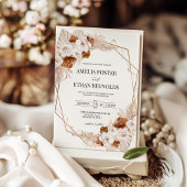 Boho Pampas Grass Terracotta Orange Floral Wedding Kaart