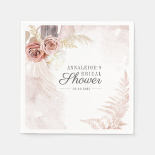 Boho Pampas Grass Terracotta Script Vrijgezellenfe Servet