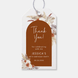 Boho Pampas Grass Terracotta Verjaardag Bedankt Cadeaulabel
