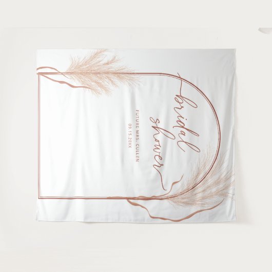 Boho Pampas Grass Terracotta Vrijgezellenfeest Ban Wandkleed (Voorkant (horizontaal))