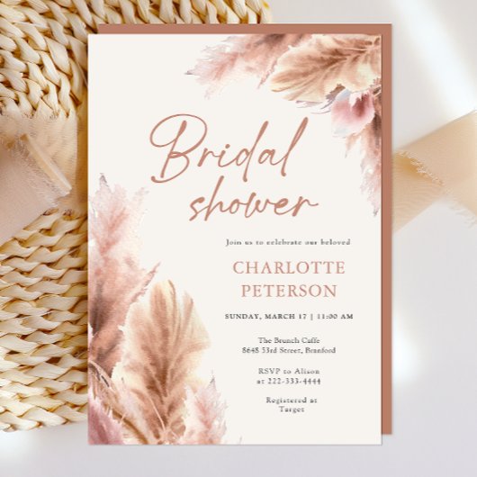Boho Pampas Grass Terracotta Vrijgezellenfeest Kaart