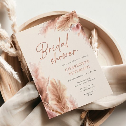 Boho Pampas Grass Terracotta Vrijgezellenfeest Kaart