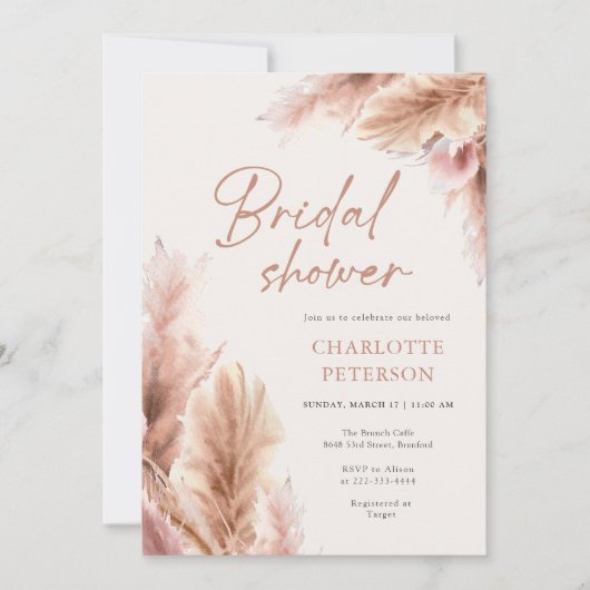 Boho Pampas Grass Terracotta Vrijgezellenfeest Kaart (Voorkant)