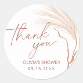 Boho Pampas Grass Terracotta Vrijgezellenfeest Ronde Sticker (Voorkant)