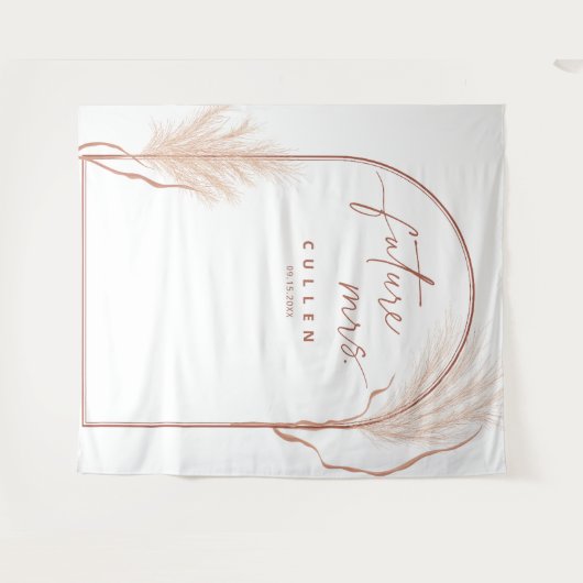 Boho Pampas Grass Terracotta Vrijgezellenfeest Wandkleed (Voorkant (horizontaal))