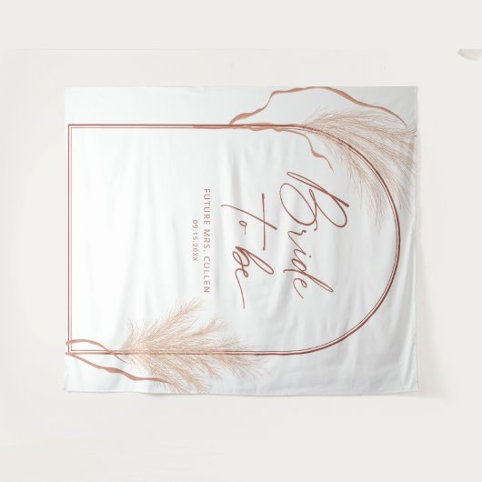 Boho Pampas Grass Terracotta Vrijgezellenfeest Wandkleed (Voorkant (horizontaal))