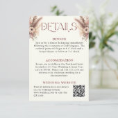 Boho Pampas Grass Terracotta Wedding Details Informatiekaartje (Staand voorkant)