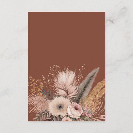 Boho Pampas Grass Terracotta Wedding Details Informatiekaartje (Achterkant)