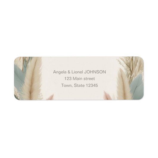 Boho Pampas Grass Terracotta Wedding Etiket (Voorkant)
