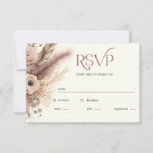 Boho Pampas Grass Terracotta Wedding RSVP Kaart (Voorkant)