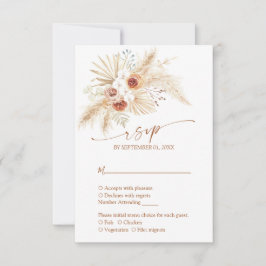 Boho Pampas Grass Terracotta Wedding RSVP Kaartje