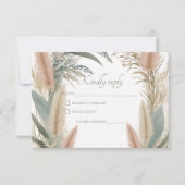 Boho Pampas Grass Terracotta Wedding RSVP Kaartje (Voorkant)