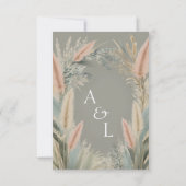 Boho Pampas Grass Terracotta Wedding RSVP Kaartje (Achterkant)