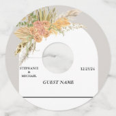 Boho Pampas Grass Tropical Earthy Wedding Wijnglaslabel (Voorkant)