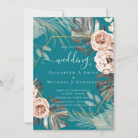 BOHO PAMPAS GRASS TROPICAL Weddenschap Kaart (Voorkant)