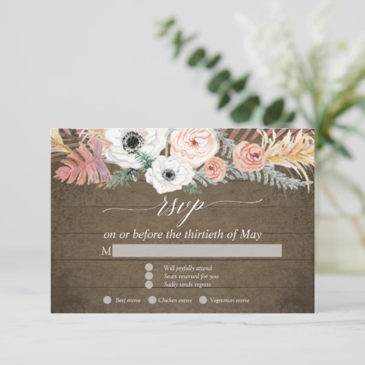 Boho Pampas Grass Tropische Bloemen RSVP (Staand voorkant)