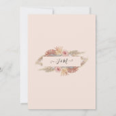 BOHO Pampas Grass Tropische Waterverf Blush Bloeme Kaart (Achterkant)