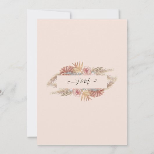 BOHO Pampas Grass Tropische Waterverf Blush Bloeme Kaart (Achterkant)