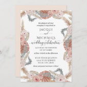 BOHO Pampas Grass Tropische Waterverf Blush Bloeme Kaart (Voorkant / Achterkant)