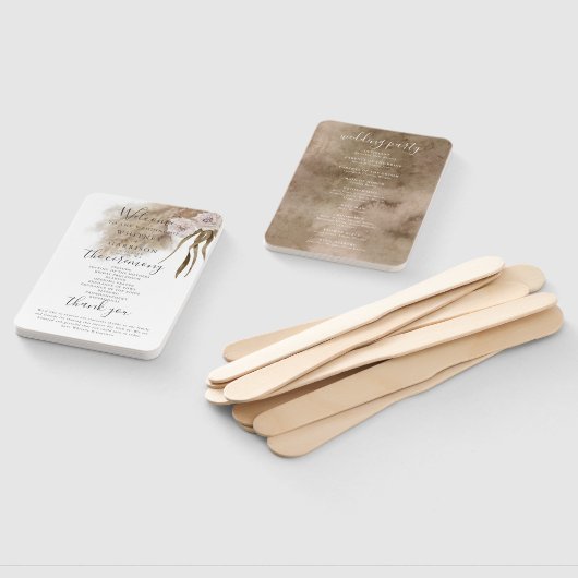 Boho Pampas Grass Trouwprogramma Hand Fan Handwaaier (Niet-gemonteerd)