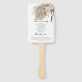 Boho Pampas Grass Trouwprogramma Hand Fan Handwaaier (Voorkant)