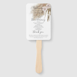 Boho Pampas Grass Trouwprogramma Hand Fan Handwaaier