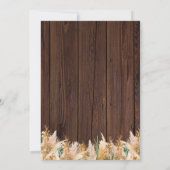 Boho Pampas Grass Twinkle Lights Wood Weddenschap Kaart (Achterkant)
