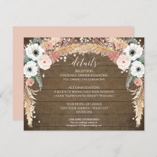 Boho Pampas Grass Twinkle Weddenschap Details Kaart
