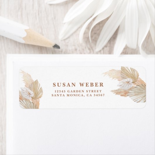 Boho Pampas Grass uitnodiging Label (Insitu)