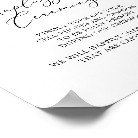 Boho Pampas Grass Unplugged Ceremony Sign Poster (Hoek)