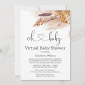 Boho Pampas Grass Virtual Baby shower Invitation Kaart (Voorkant)