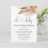 Boho Pampas Grass Virtual Baby shower Invitation Kaart (Staand voorkant)