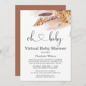 Boho Pampas Grass Virtual Baby shower Invitation Kaart (Voorkant / Achterkant)
