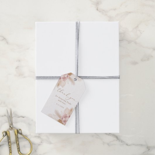 Boho Pampas Grass Vrijgezellenfeest Cadeaulabel (Met Touw)