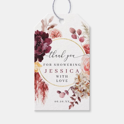 Boho Pampas Grass Vrijgezellenfeest Favor Gift Lab Cadeaulabel (Voorkant)