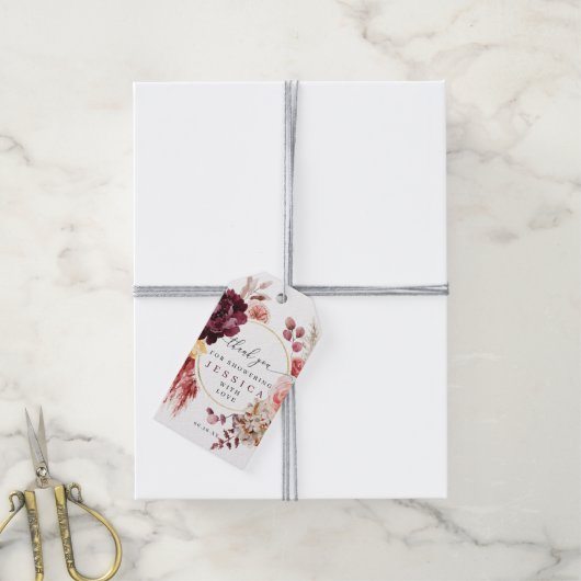 Boho Pampas Grass Vrijgezellenfeest Favor Gift Lab Cadeaulabel (Met Touw)