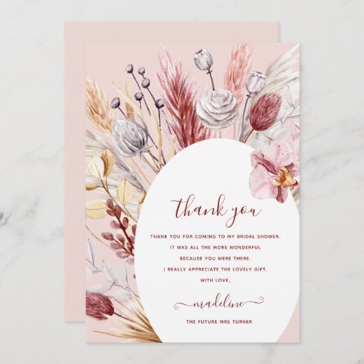 Boho Pampas Grass Vrijgezellenfeest Hartelijk dank Aankondiging (Voorkant / Achterkant)