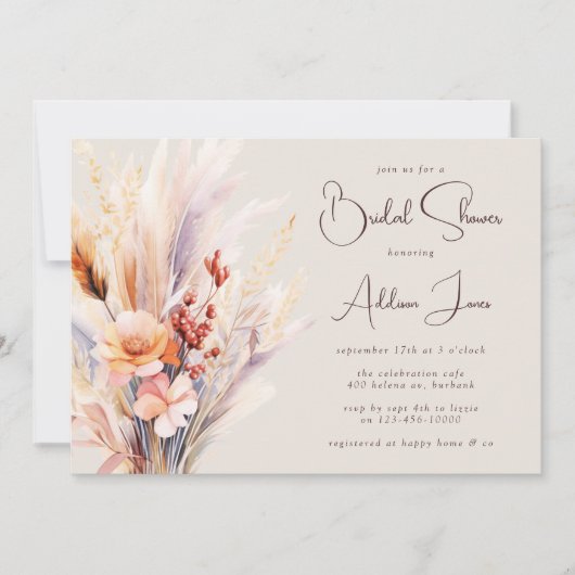 Boho Pampas Grass Vrijgezellenfeest Kaart (Voorkant)