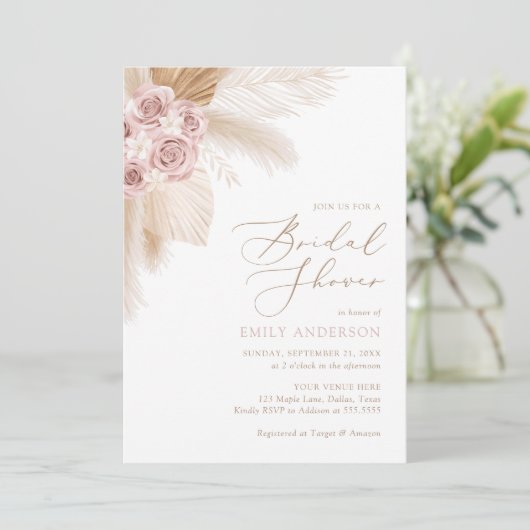 Boho Pampas Grass Vrijgezellenfeest Kaart (Staand voorkant)