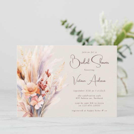 Boho Pampas Grass Vrijgezellenfeest Kaart (Staand voorkant)