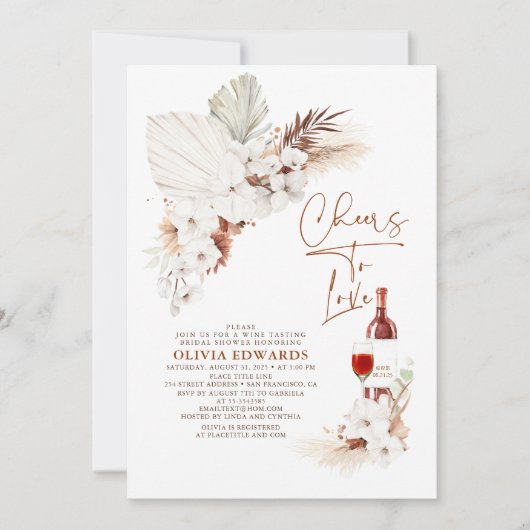 Boho Pampas Grass Vrijgezellenfeest Kaart (Voorkant)